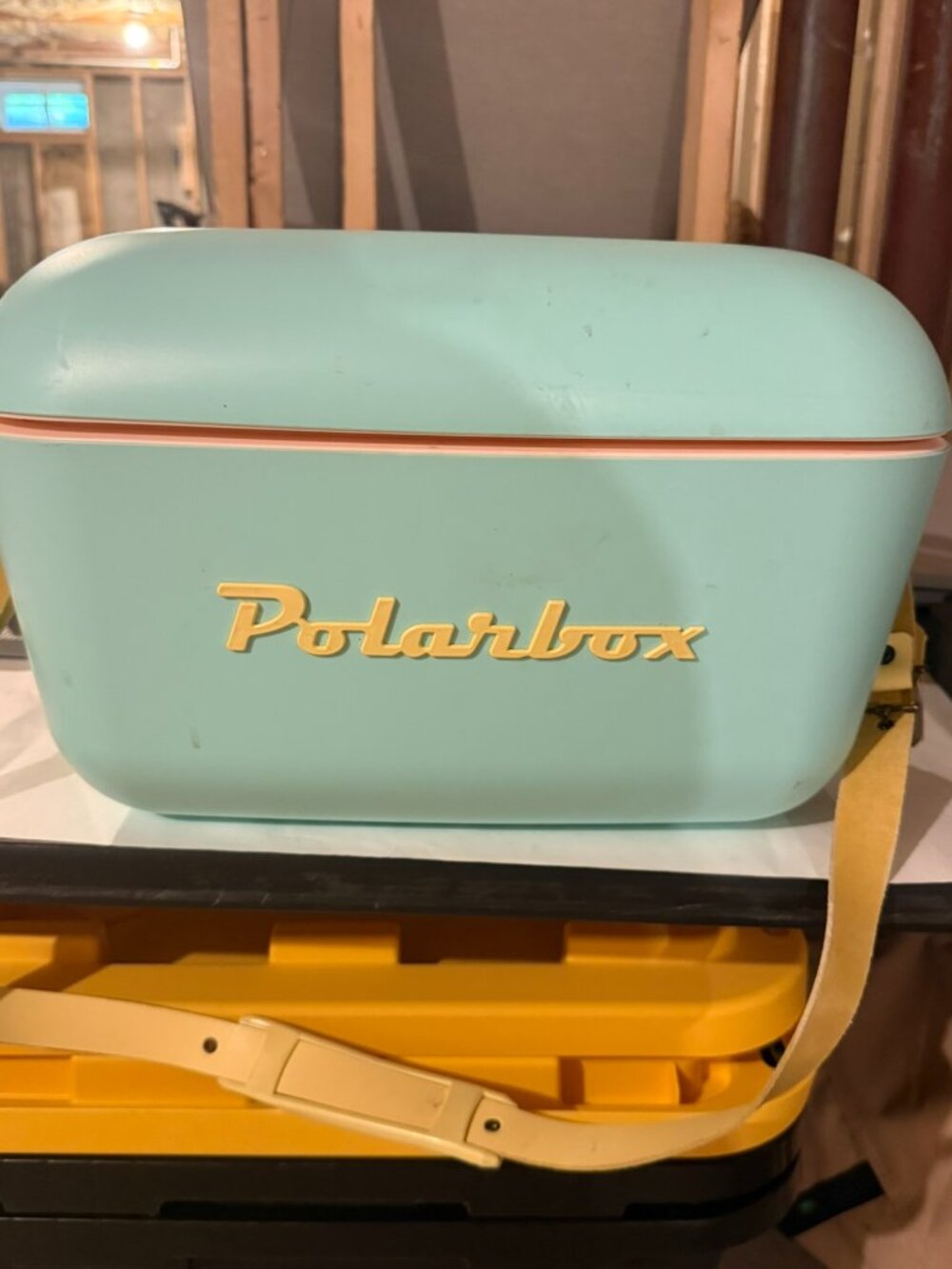 Polarbox Retro Style Cooler Cyan-Baby Rose w/Yellow strap